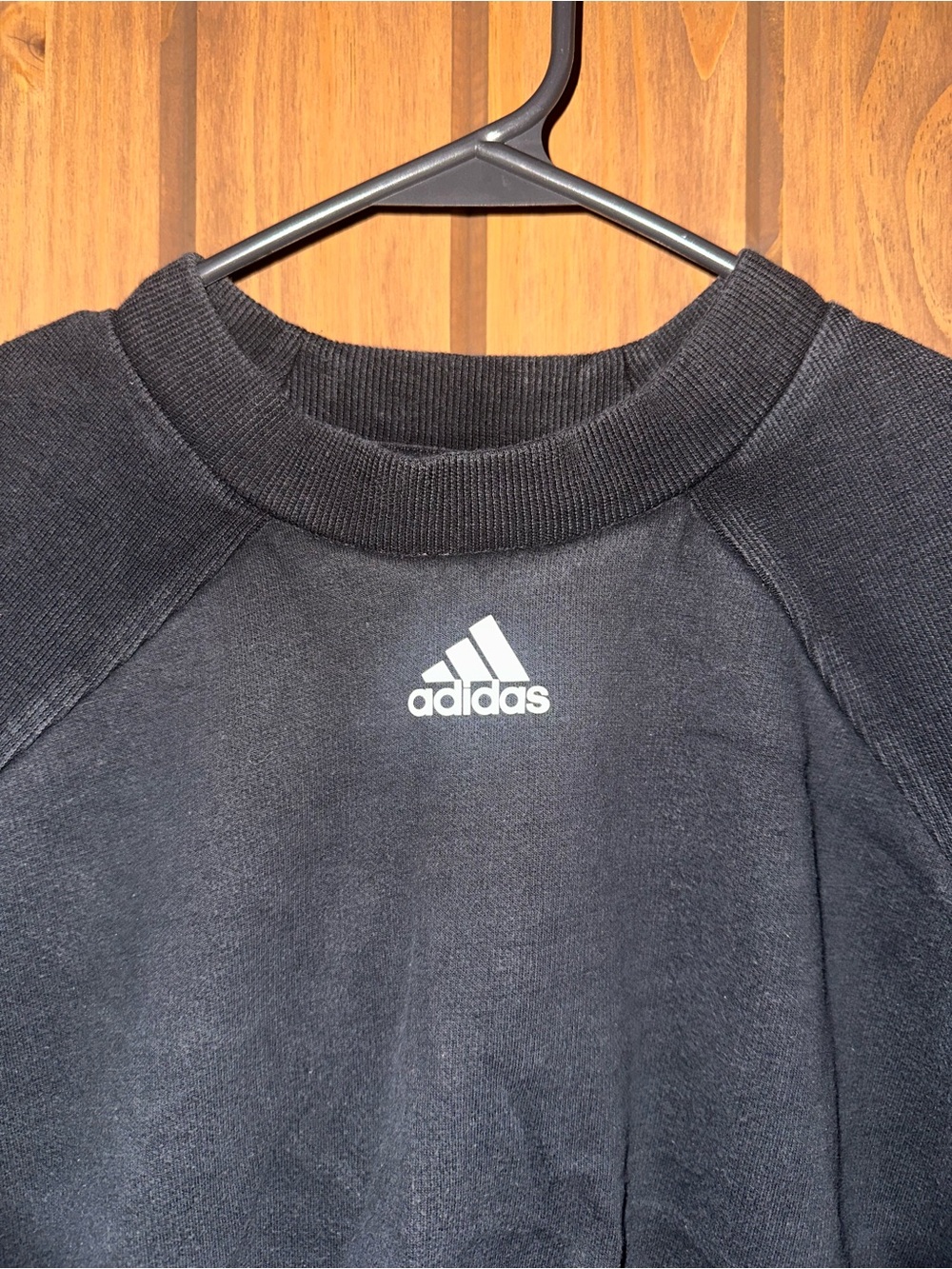 adidas Black Cropped Crewneck Sweatshirt with Logo - Picture 2 of 4
